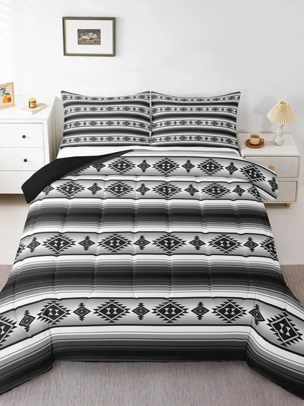 Rustic Farmhouse Bedding Comforter Sets Queen Boho Stripes Aztec Bedding Set Vin